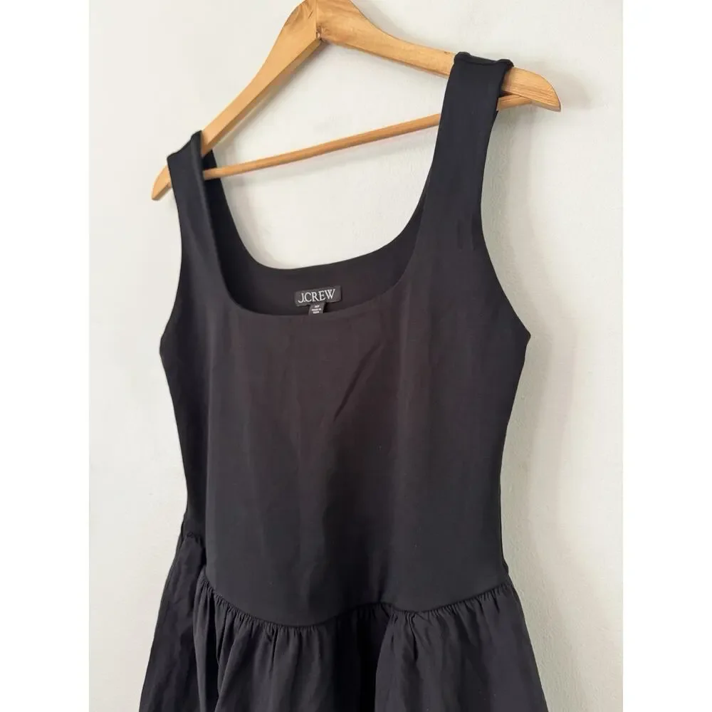 NWT J. Crew Petite Drop Waist Mixy Dress Black Size MP Midi Dress - Picture 6 of 8